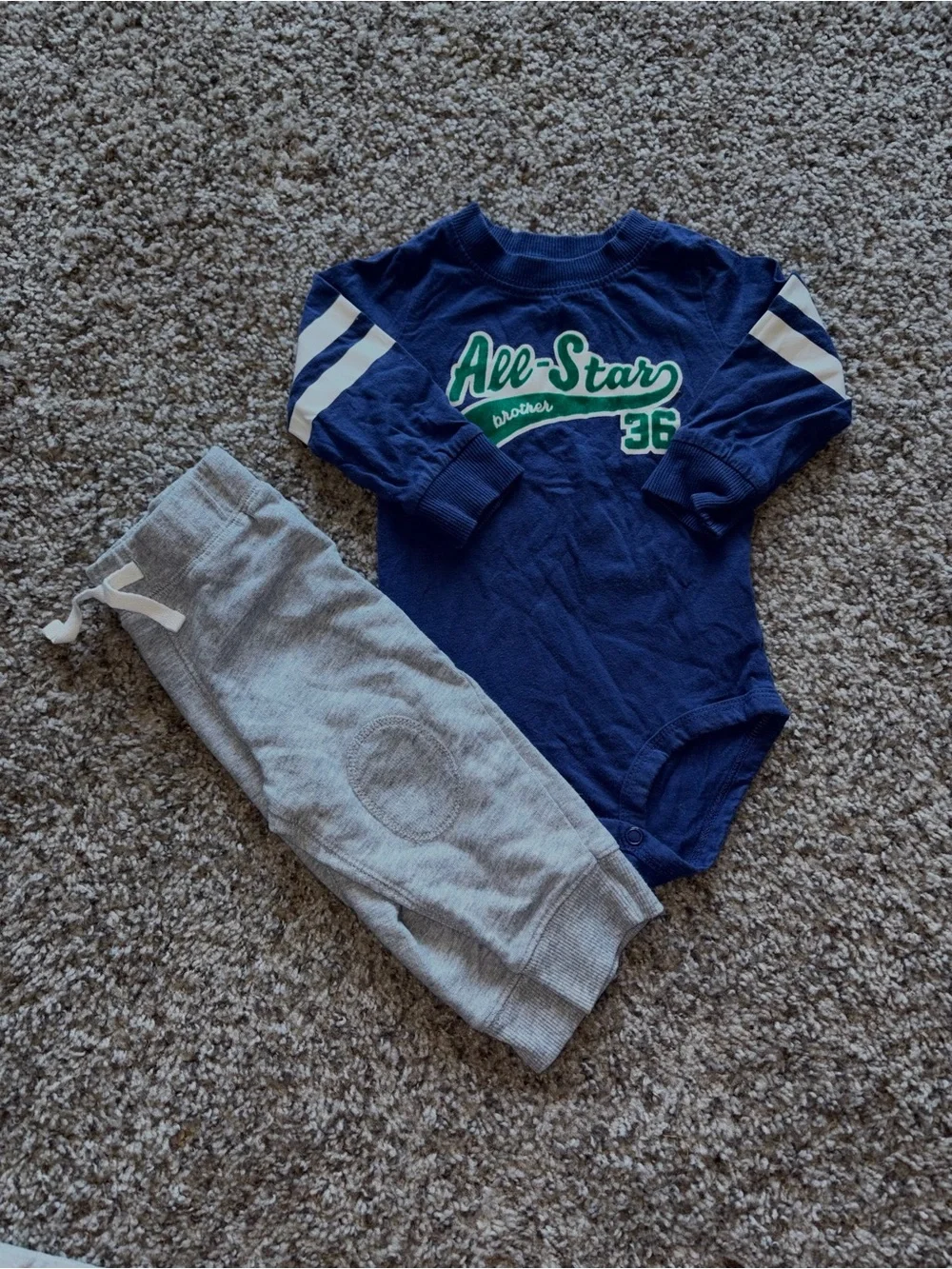 Carter's Navy 'All-Star' Long-Sleeve Bodysuit with Gray Joggers